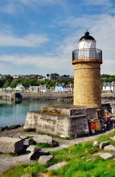 Portpatrick lighthouse and  harbour Stock-Fotos