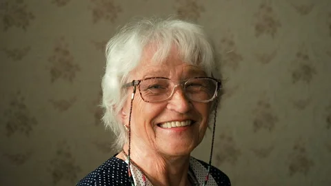 Portrait Of 80 Years Old Elderly Woman Smiling Stock Footage