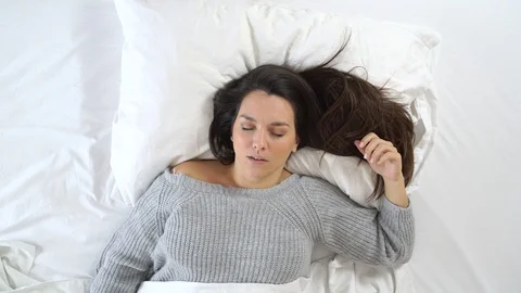 Portrait from above of cute plus size model smiling during the morning light. Stock Footage 119712813