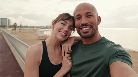 Portrait of an active beautiful fit coup... | Stock Video | Pond5