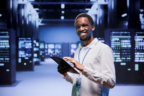 Portrait of admin in data center Foto stock