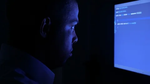 Portrait of african american man programmer coding network security software Stock Footage 108787572