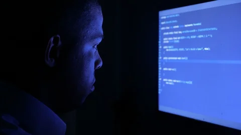 Portrait of african american man programmer coding network security software Stock Footage 108788298