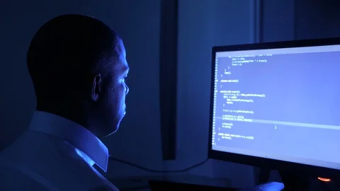 Portrait of african american man programmer coding network security software Stock Footage 108809783