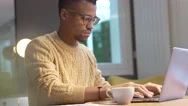 Portrait Of African American Trendy Guy In A Distant Online Call Stock Footage