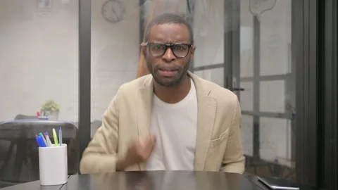 Portrait of African Man Doing Argument Video stock 305627839