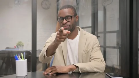 Portrait of African Man Pointing at Camera Stock Footage 305628357
