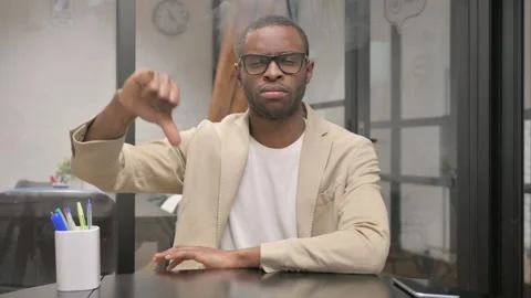 Portrait of African Man with Thumbs Down Stock Footage 305627679