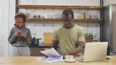Portrait of African man working at home Stock Footage 106989085