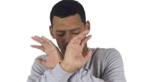 Portrait of Afro-American Man Gesturing Rejection, Refusal Stock Footage 83438801
