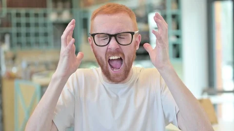 Portrait of Aggressive Redhead Man Shouting Video stock 125855417