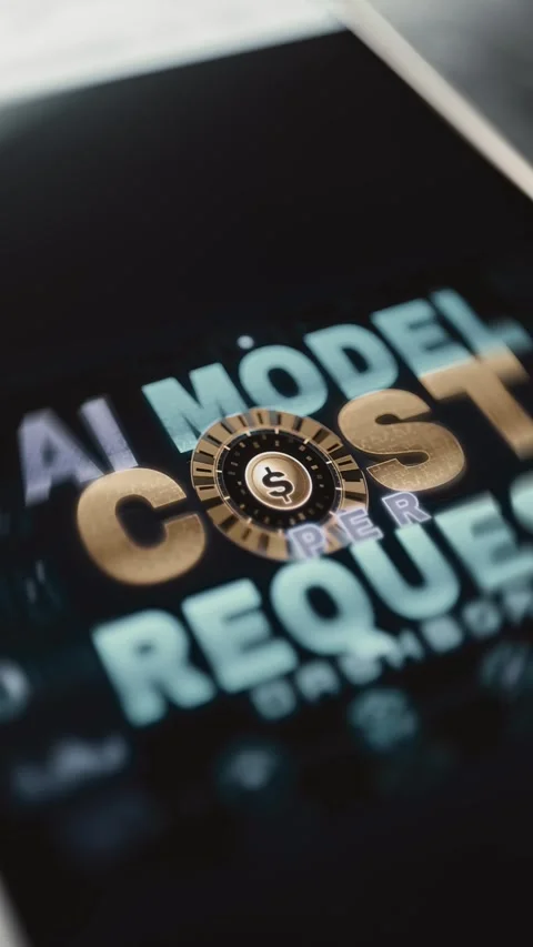 Portrait AI model cost request typography Video stock 344852459