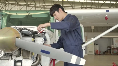 Portrait of aircraft engineer looking at camera. Stock Footage 141986777