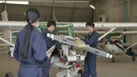 Portrait of aircraft engineer looking at camera. Stock Footage 141987531