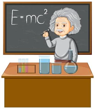 Portrait of Albert Einstein in cartoon style Stock Illustration