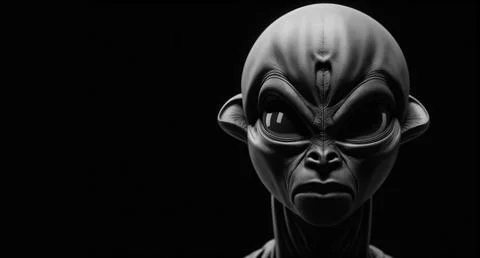 Portrait of an alien on a black background. Genarative AI. Stock-Illustration