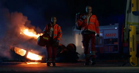 Portrait Ambulance Paramedics Stockbeeldmateriaal 295799688