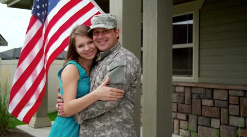 Portrait of American soldier and wife Stock Footage
