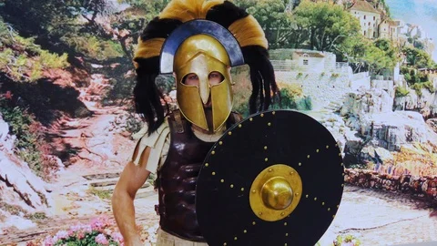 Portrait of an Ancient Warrior, a Greek Stock Footage 104055324