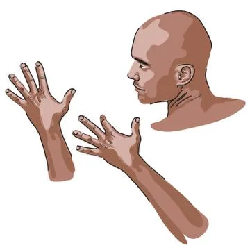 Portrait and hands Stock Illustration