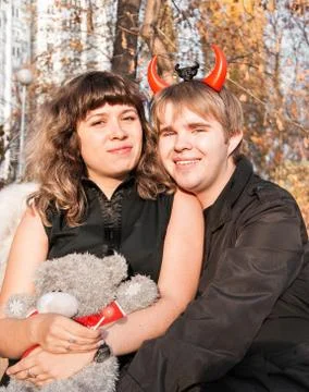 Portrait of angel and devil Foto stock