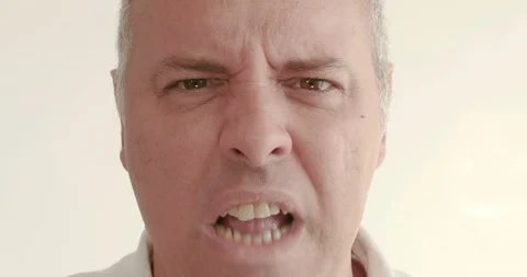 Portrait Angry Young Man Shouting Looking at Camera Smiling Happy Enjoying 4K Video stock 126469851