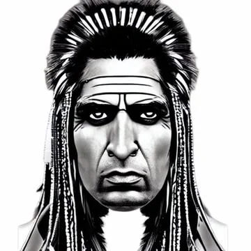 Portrait of an Apache Indian tribe man Illustrazione stock