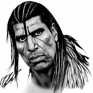 Portrait of an Apache Indian tribe man Illustrazione stock
