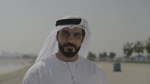 Portrait of an arab man at the beach. Stock Footage 302535559