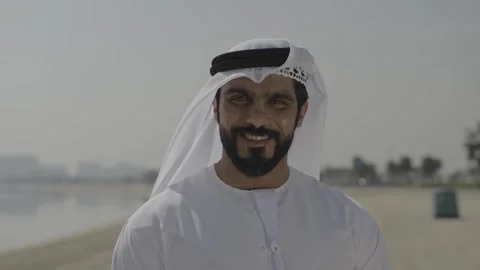 Portrait of an arab man at the beach. Video stock 302535593