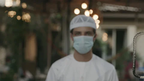 Portrait of an arab man in a mask. Stock Footage 131755604