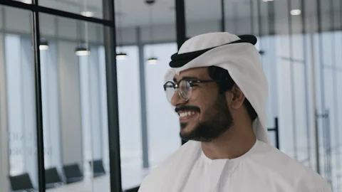 Portrait of an arab man in the office. Stock Footage 126310348