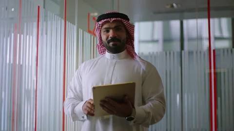 Portrait of an arab man in an office. Video stock 237182216