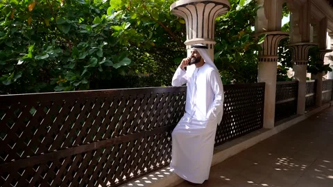 Portrait of an arab man talking on his mobile. Stock Footage 232651651