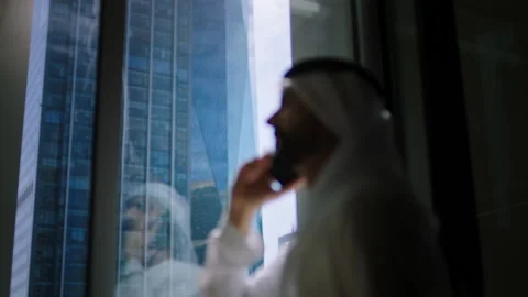 Portrait of an arab man talking on his mobile. Stock Footage 237255175