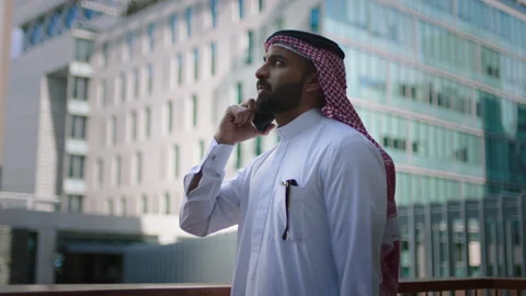 Portrait of an arab man talking on his mobile. Stock Footage 237271607