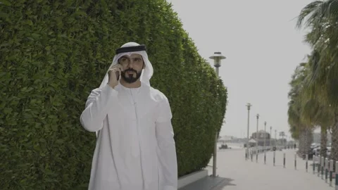 Portrait of an arab man talking on his mobile. Stock Footage 303632839