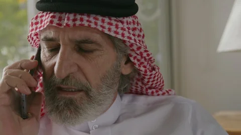 Portrait of an arab man talking on a mobile. Stock Footage 88093864