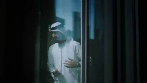 Portrait of an arab man texting on his mobile. Stock Footage 237256124