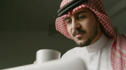 Portrait of an arab man working on his laptop. Stock Footage 88130827
