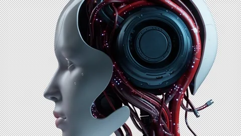 Portrait of artificial intelligence, robot technology concept Video stock 307998625