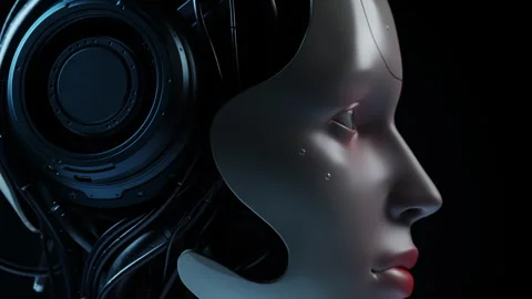 Portrait of artificial intelligence, robot technology concept Stock-Footage 307998836