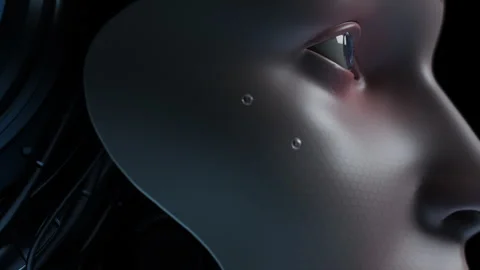 Portrait of artificial intelligence, robot technology concept Stock Footage 307998855