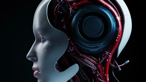 Portrait of artificial intelligence, robot technology concept Stock Footage 307998899