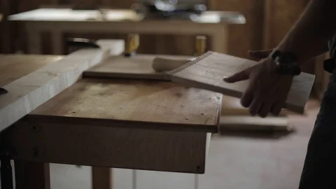Portrait of Artisan Carpenter Working in his Workshop	 Stock Footage 98510667