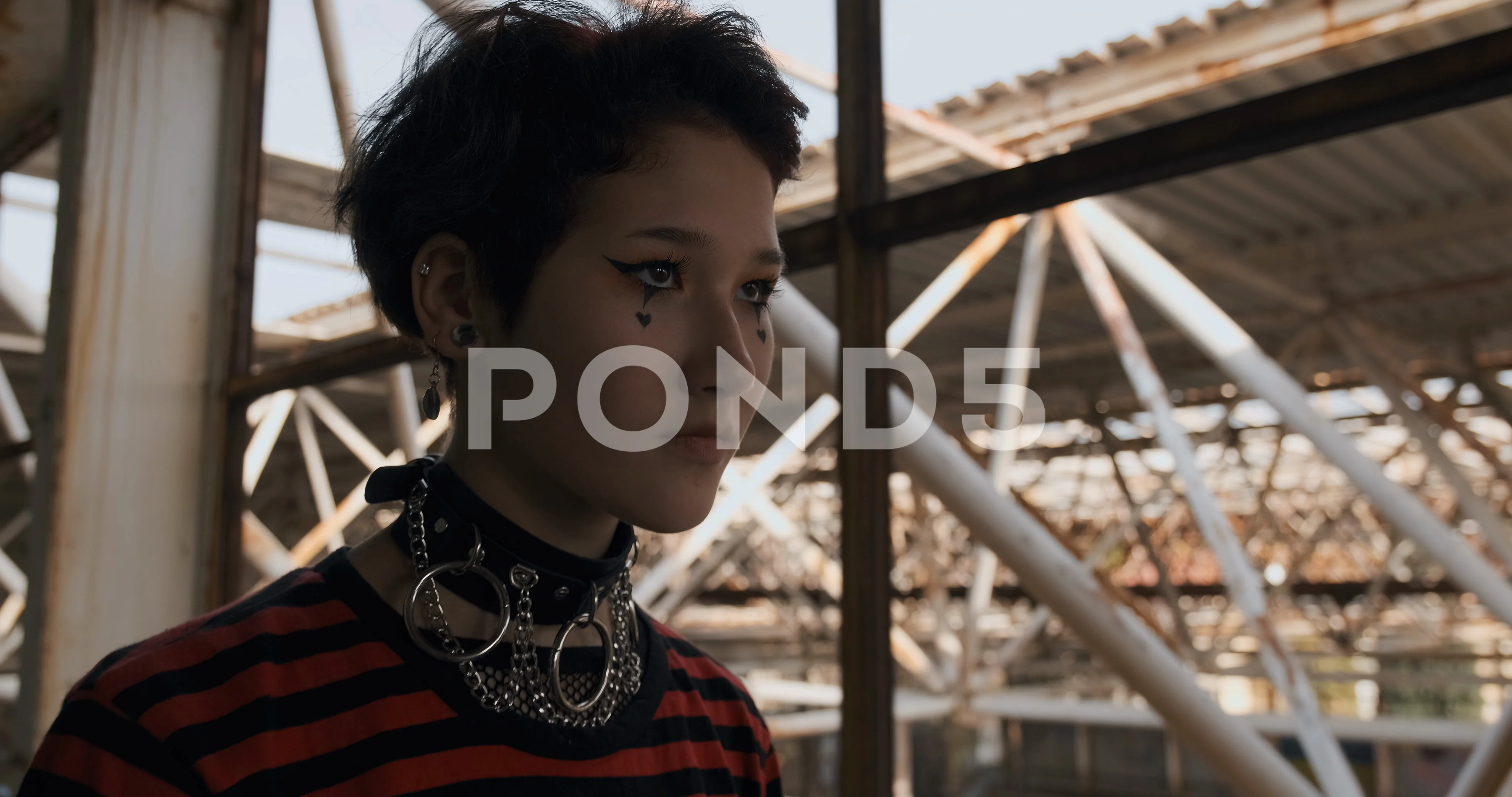 Portrait of Asian Young Man with Emo Makeup Stock Photo - Image of