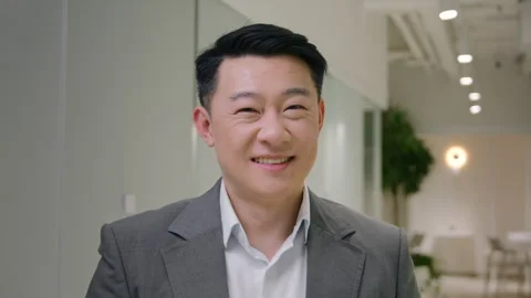 Portrait Asian happy man ethnic chinese japanese businessman male korean middle Stock Footage 240953853