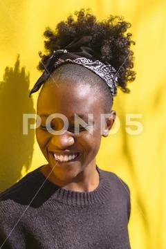 Portrait of attractive african american girl in casual clothing Stock Photos