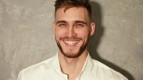 Portrait of attractive bearded stylish young man 库存影片 140862326