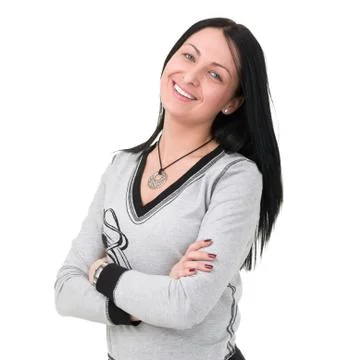 Portrait of attractive caucasian smiling woman with copyspace Stock Photos